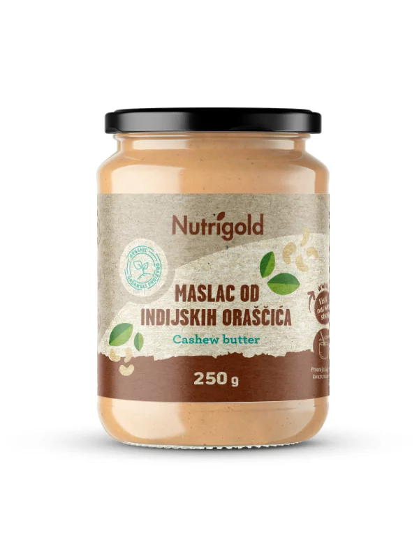 Nutrigold Maslo iz indijskih oreščkov 100% čisto v steklenem kozarcu 250g