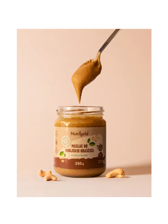 Nutrigold Maslo iz indijskih oreščkov 100% čisto v steklenem kozarcu 250g