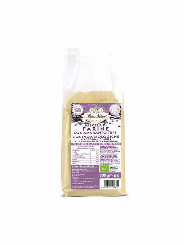Ekološka moka iz tefa, amaranta in kvinoje - Brez glutena 500g Pasta Natura
