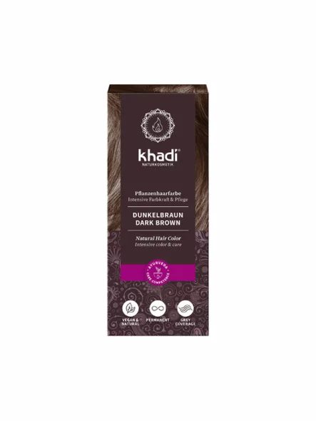 Rastlinska barva za lase Temno rjava - 100g Khadi