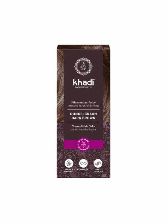 Rastlinska barva za lase Temno rjava - 100g Khadi