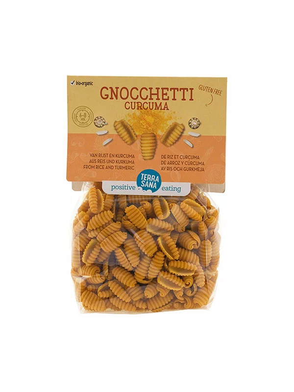 Riževe testenine s kurkumo Gnocchetti Brez glutena - Ekološko 250 g Terrasana
