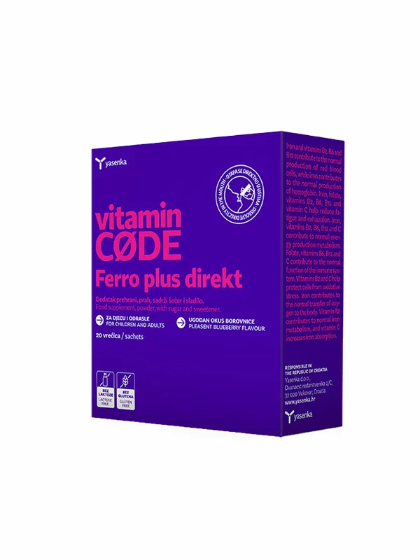 Ferro PLUS direkt prehransko dopolnilo z železom in vitamini - 20x2g Yasenka