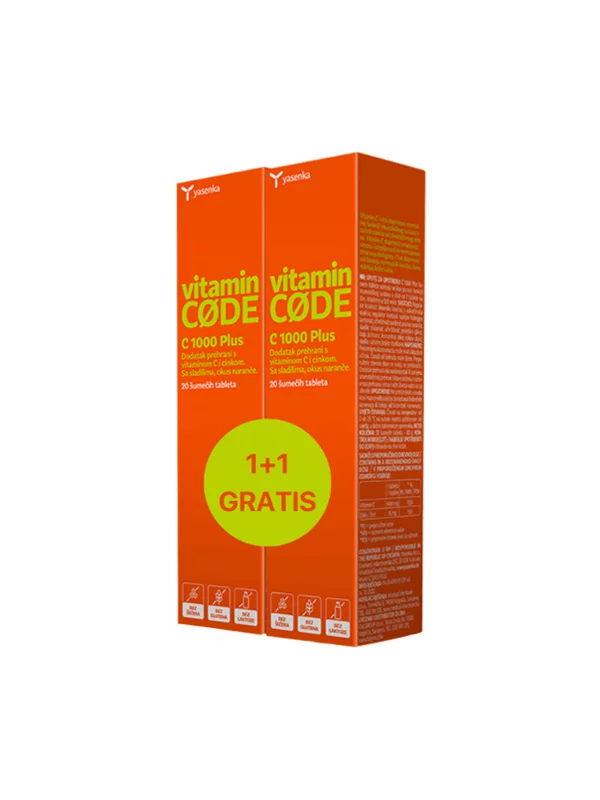 Vitamin C + cink šumeče tablete 1+1 gratis pomaranča - 40kos Yasenka