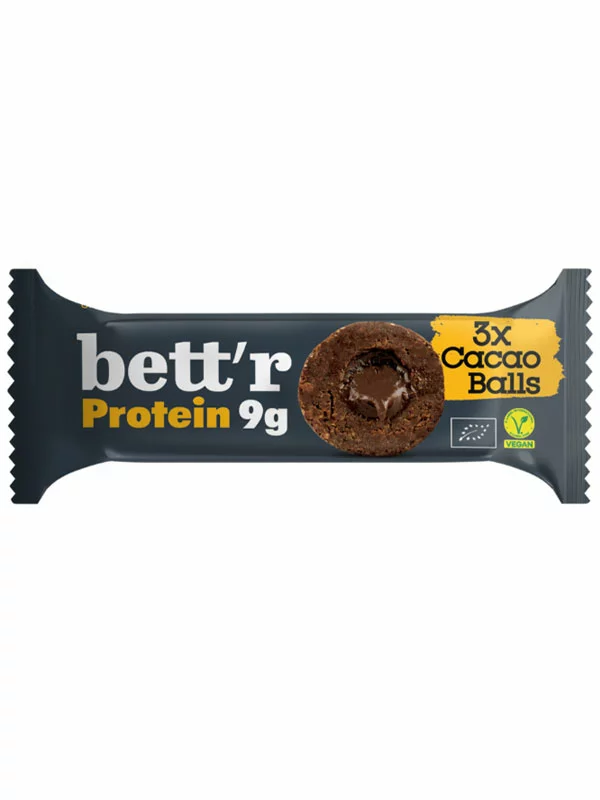 Proteinske kroglice s kakavom 3 kosi – Brez glutena – Ekološke 45 g Bett’r