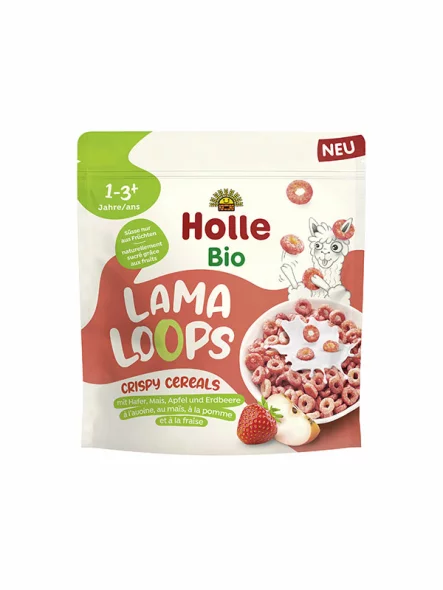 Hrustljavi žitni kosmiči “Lama Loops” (od 1. leta) Ekološki 125 g Holle