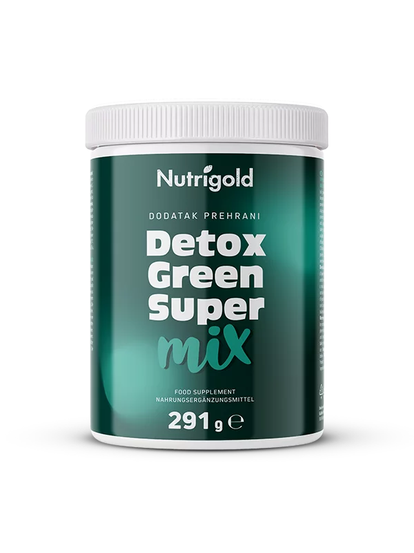 Nutrigold Detox Ekološka Green Super Mix mešanica v 291 g pakiranju.