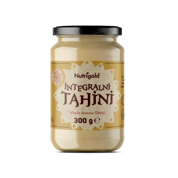 Nutrigold polnozrnati tahini v 300 g pakiranju.