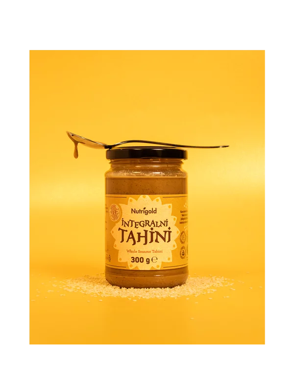 Nutrigold polnozrnati tahini v 300 g pakiranju.