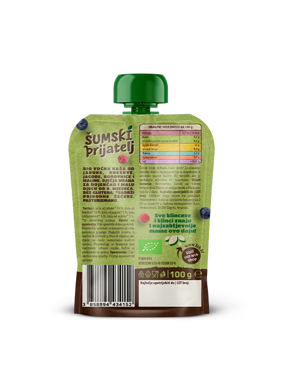 Nutrigold Baby ekološka sadna kaša Šumski prijatelj v pakiranju 100 g