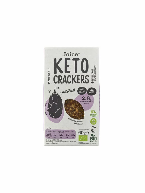 Hrustljavi KETO krekerji Chia - Ekološki 60g JFOODS SA