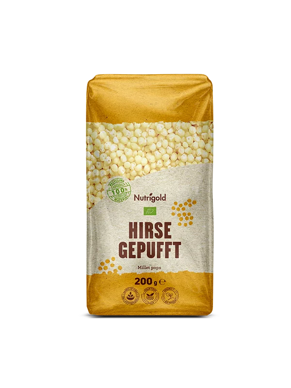 Nutrigold bio proso pops u pakiranju od 200g.