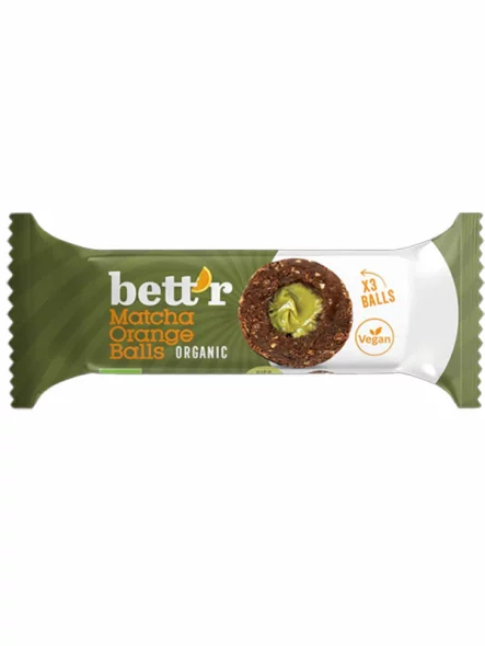 Sadne kroglice z matcho in pomarančo (3 kosi) Brez glutena – Ekološke 45 g Bett’r