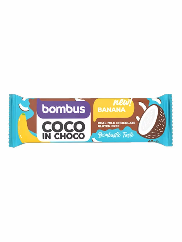 Bombus Coco in Choco ploščica z banano v 40 g pakiranju.