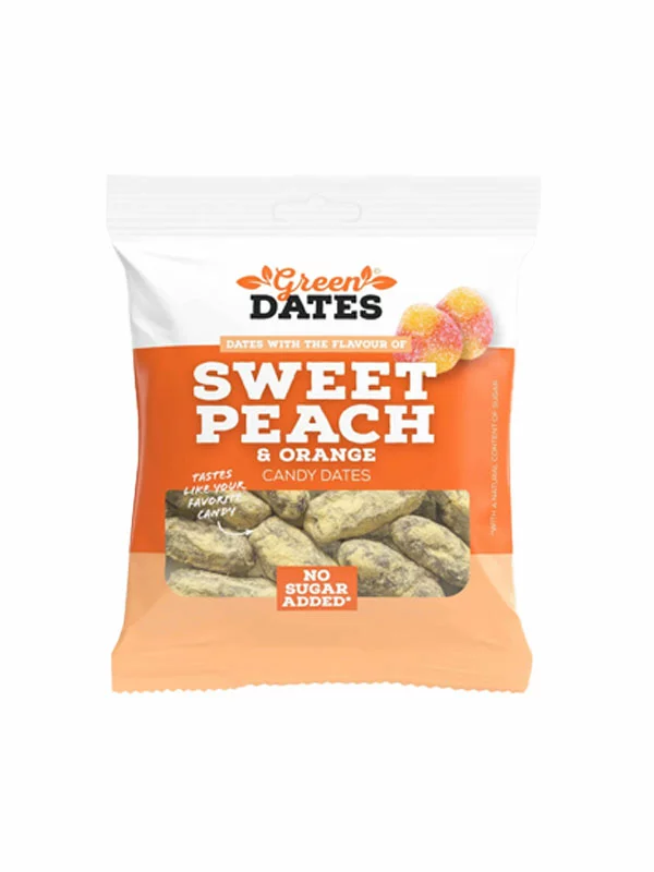 Datlji z okusom breskve & pomaranče – 90 g Green Dates