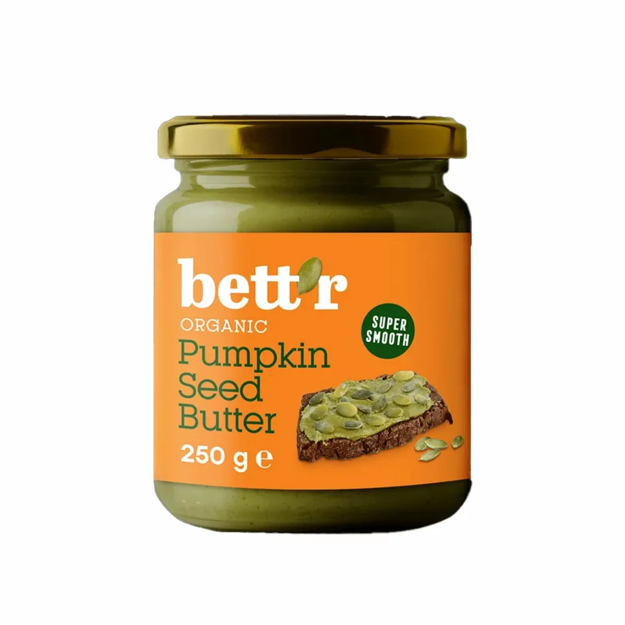Bett'r ekološko maslo iz bučnih semen v steklenem kozarcu, 250 g.