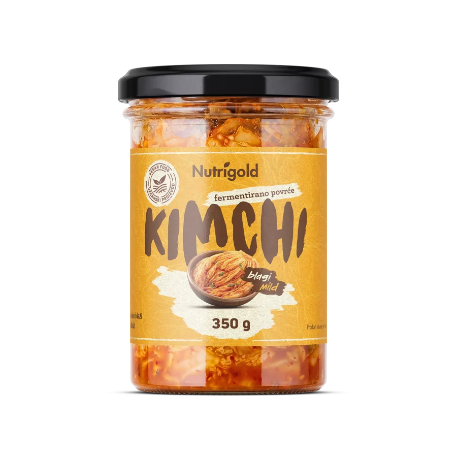 Nutrigold Kimchi Blagi, Fermentirana zelenjava v 350 g steklenem kozarcu.
