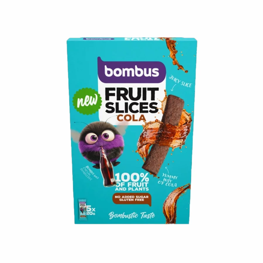 Bombus ekološke Sadne ploščice Cola Brez dodanega sladkorja v pakiranju 5 ploščic po 20 gramov.