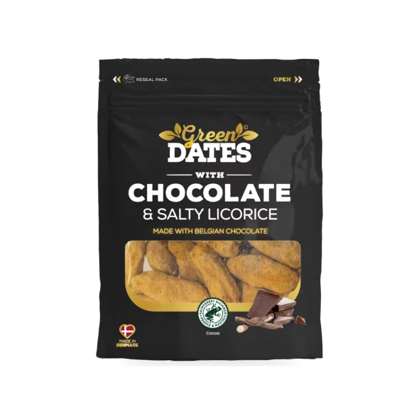 Datlji z okusom čokolade & sladkega korena – 110 g Green Dates