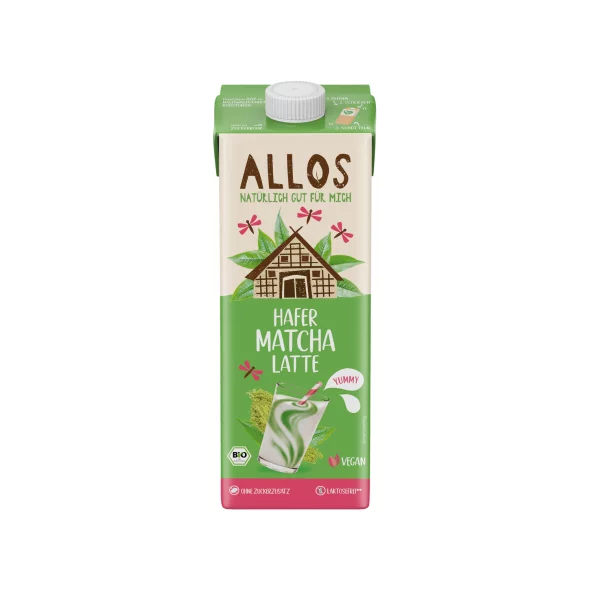 Allos ekološki napitek iz ovsa & matcha latte v tetrapaku, 1000 ml.