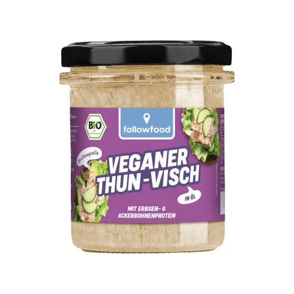 Followfood ekološka veganska alternativa tuni v olju v steklenem kozarcu, 180 g.