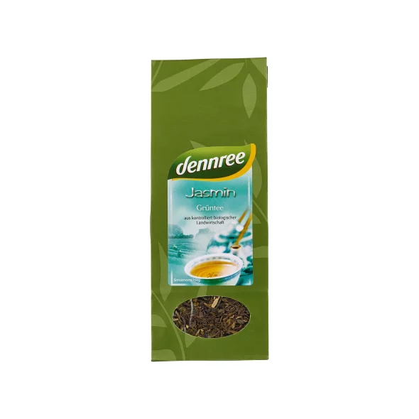 Dennree ekološki jasmin zeleni čaj v pakiranju 100 g.
