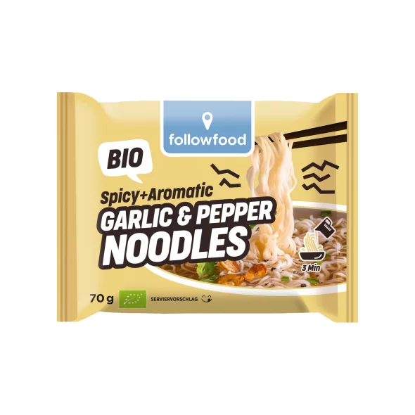Rezanci s česnom in poprom Spicy + Aromatic – Ekološki 70 g Followfood
