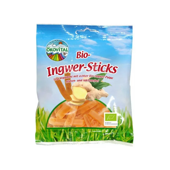 Ökovital ekološke ingverjeve palčke v pakiranju 80 g.