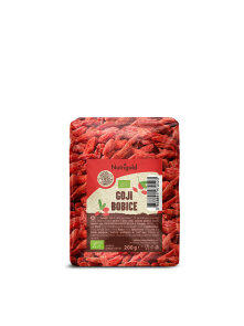 Nutrigold ekološke goji jagode v 200 gramski plastični embalaži.