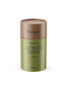 Nutrigold ekološka ječmenova trava v prahu v rjavi embalaži, 200g.