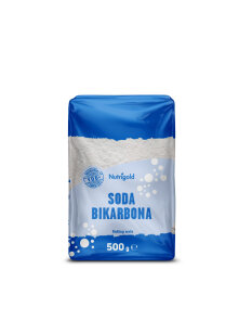 Nutrigold soda bikarbona v prozorni plastični embalaži, 500g.