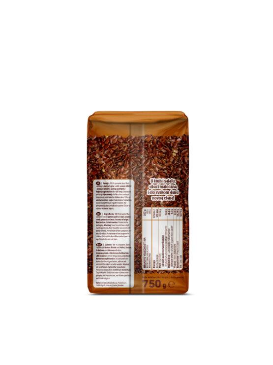 Nutrigold ekološka lanena semena v prozorni plastični embalaži, 750g.