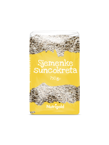 Nutrigold oluščena sončnična semena v prozorni plastični embalaži, 750g.