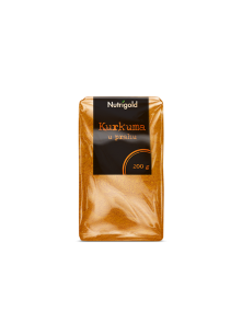 Nutrigold kurkuma v prahu v prozorni plastični embalaži, 200g.