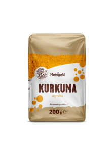 Nutrigold kurkuma v prahu v prozorni plastični embalaži, 200g.