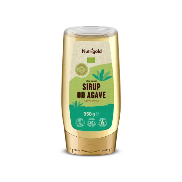 Nutrigold ekološki agavin sirup v prozorni plastenki, 350g.