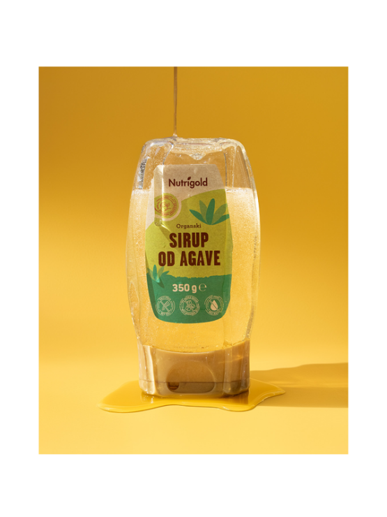 Nutrigold ekološki agavin sirup v prozorni plastenki, 350g.