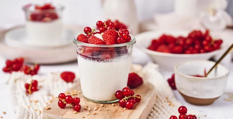 Veganska panna cotta z malinami - instashop