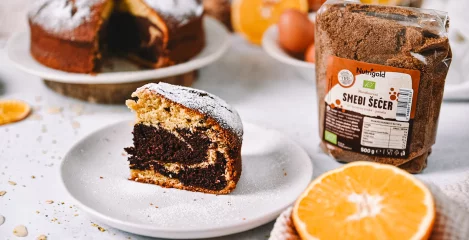 Marmorna umetnost čokoladne torte s pomarančo