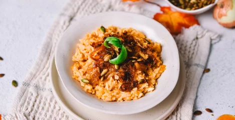 Rižota z bučo s karamelizirano čebulo – instashop