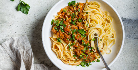 Bolonjska omaka (brez mesa) pripravljena na bolj zdravi način